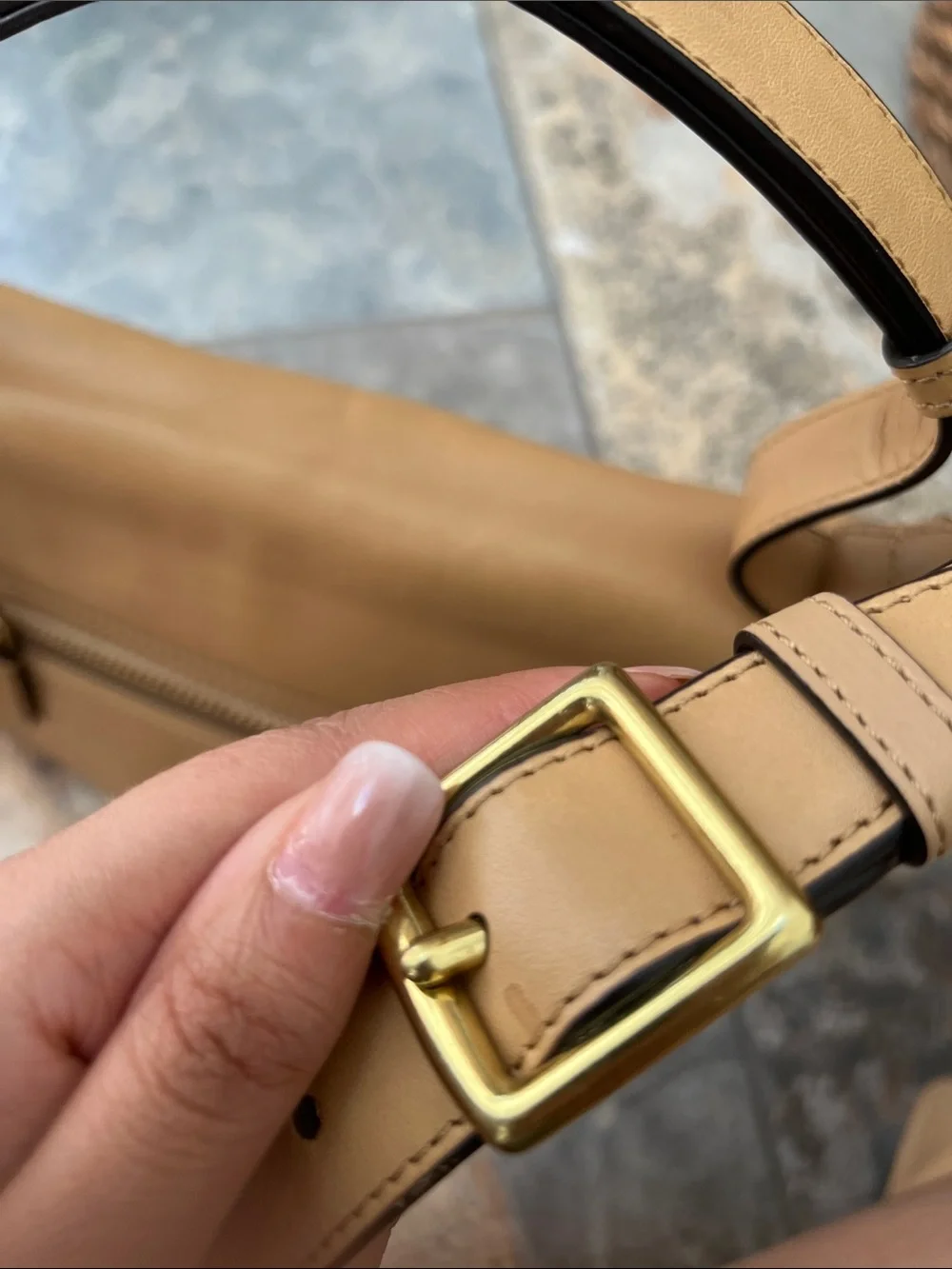 Coach Tan Leather Shoulder Bag with Gold Hardware